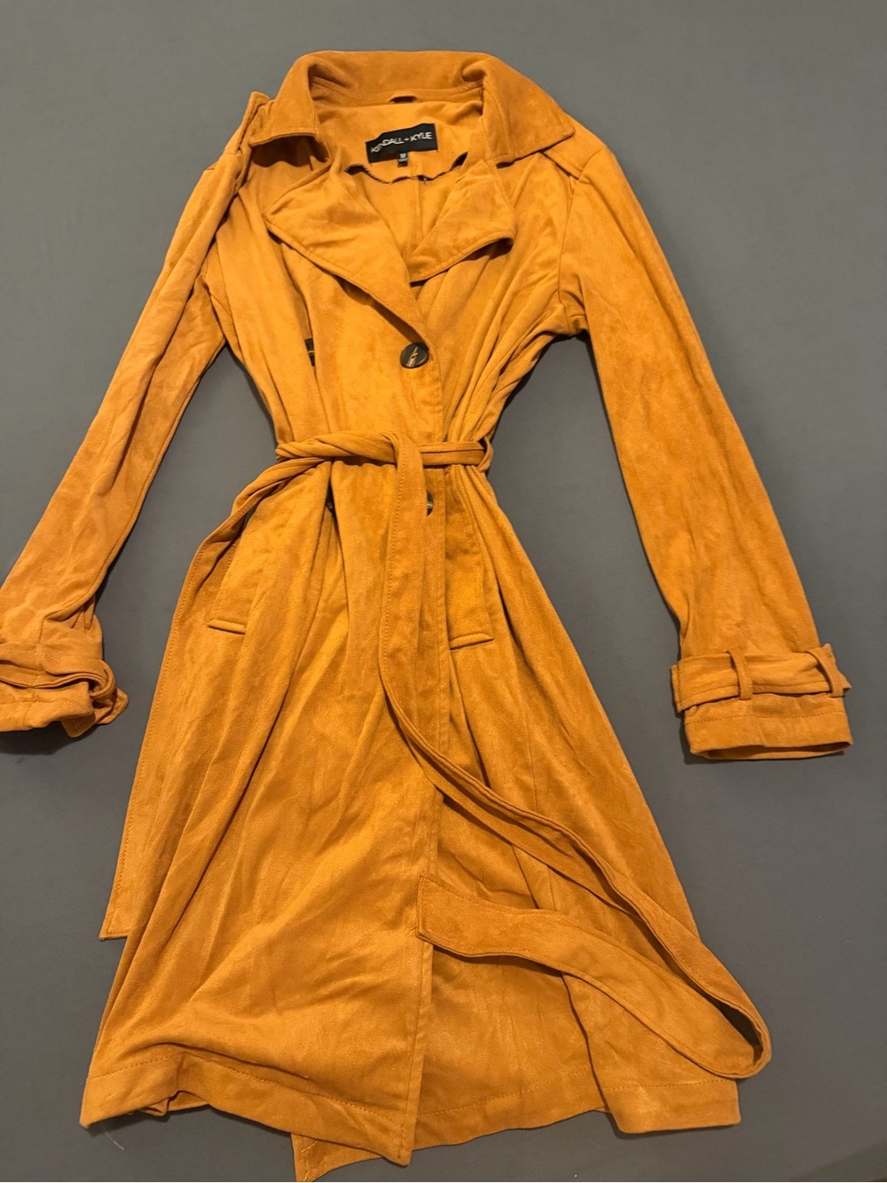 Kendall & Kylie Mustard Trench Coat with Waist Tie